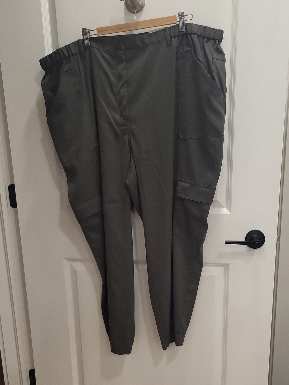 Max Studio Olive Green Cargo Pants with Elastic Waist